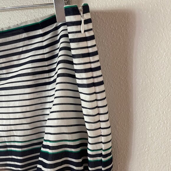 Talbot's Emerald Green Navy Blue White Stripes A-Line Pleated Skirt Size 16P - Picture 5 of 10
